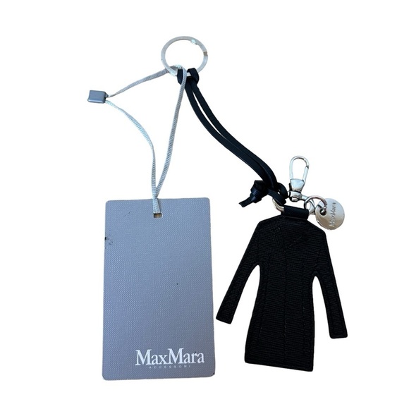 Max Mara Iconic Coat Black Leather Keychain Bag Charm - Picture 1 of 7